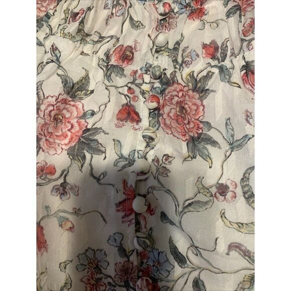 rebecca taylor White Pink Floral Silk Long Sleeve Top Blouse 4 Small - Picture 3 of 5